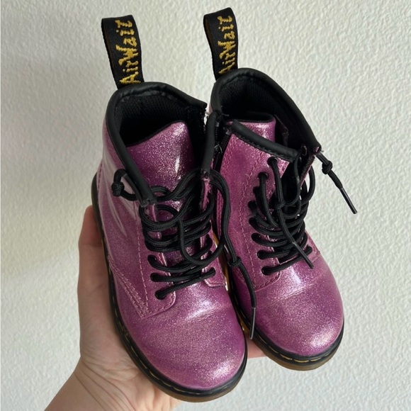 Dr. Martens Toddler Glitter Lace Up Boots Comic Pink Purple Emo Punk 90s Y2K - Picture 2 of 8